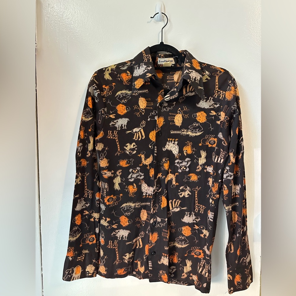Vintage Bon Homme Men's Med. Chocolate Brown Long Sleeve Button-Up Shirt